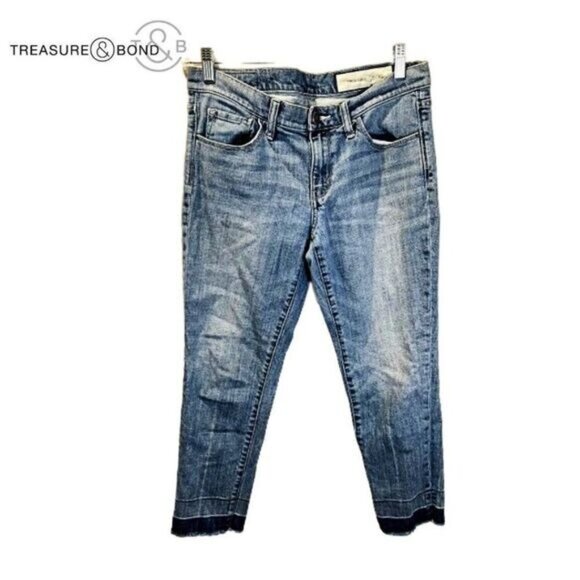 Treasure & Bond‎ Women's Release Hem Crop Boyfriend Jeans - Picture 1 of 6